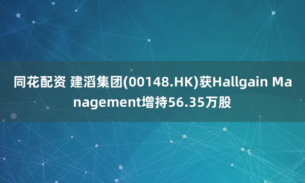 同花配资 建滔集团(00148.HK)获Hallgain Management增持56.35万股
